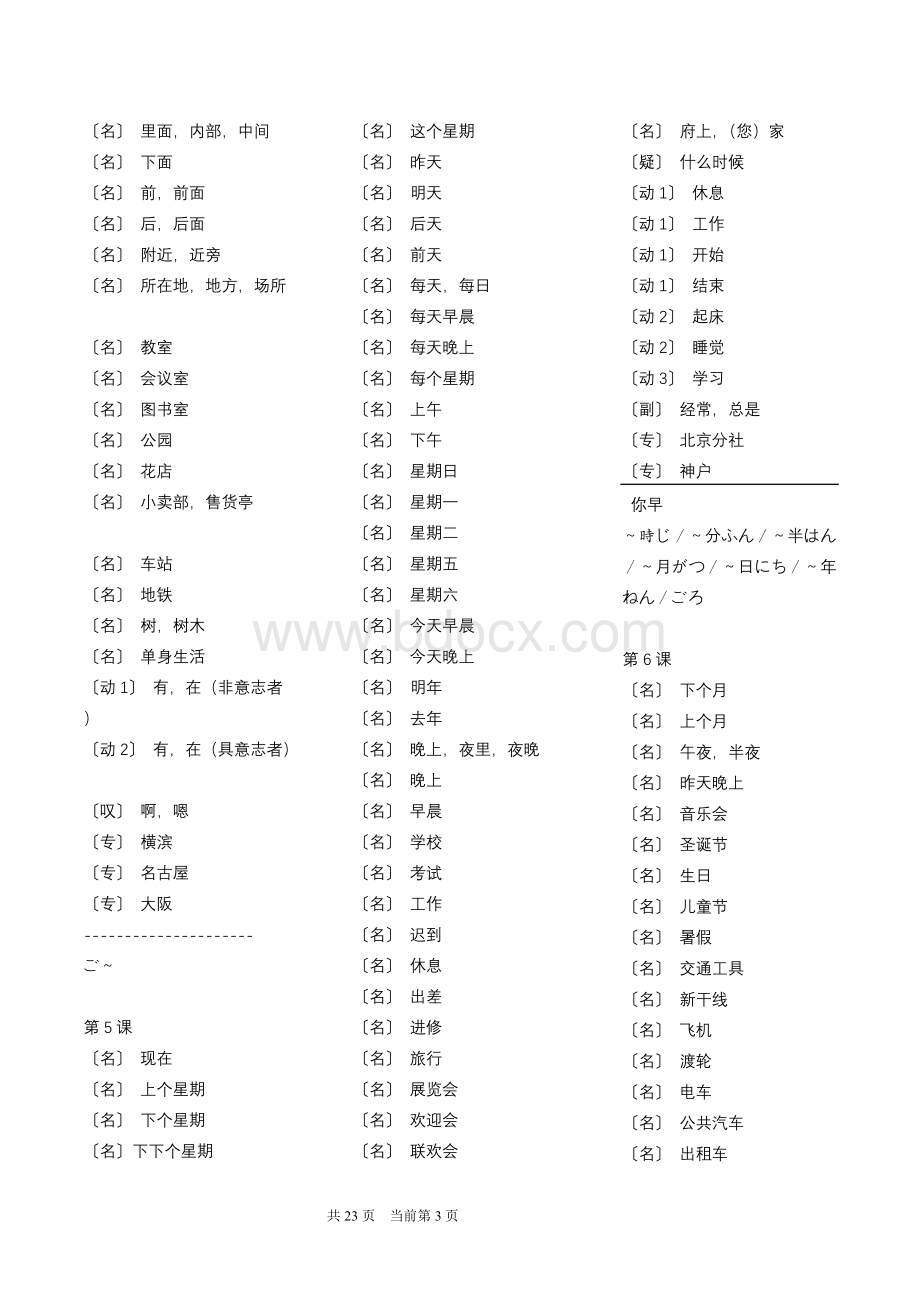 新版中日交流标准日本语初级上下册单词测试Word文档下载推荐.doc_第3页