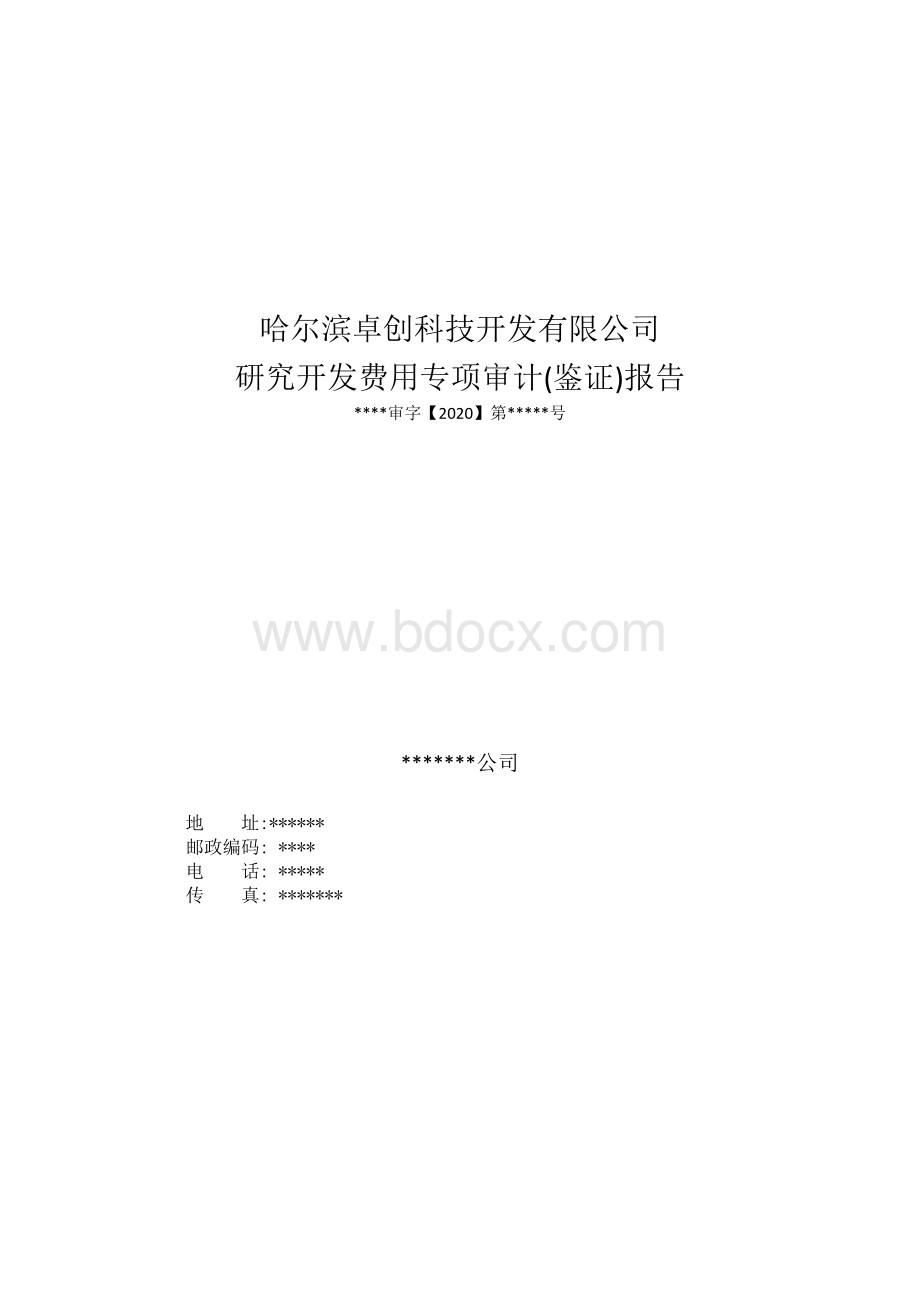 研究开发费用专项审计报告Word文件下载.docx_第1页