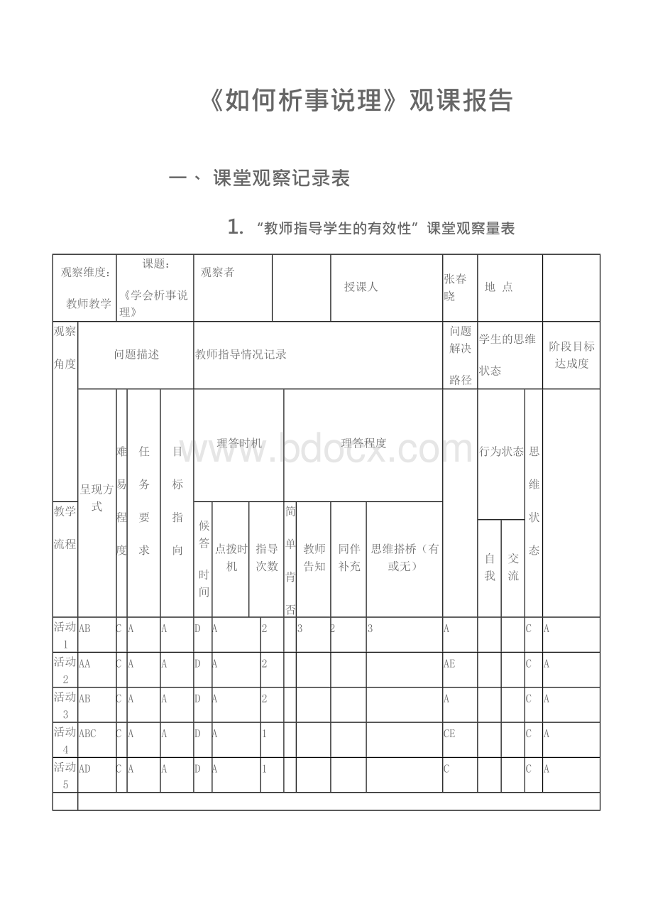 《如何析事说理》观课报告.docx_第1页