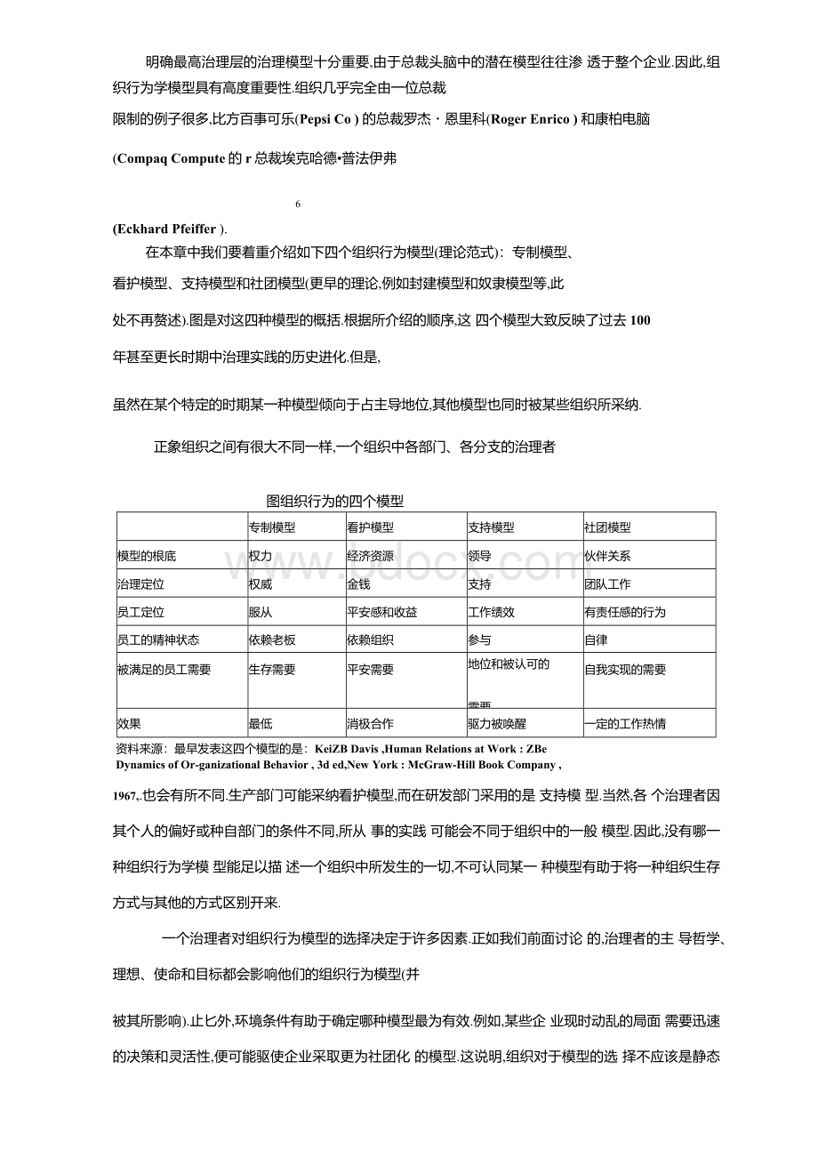 组织行为学的四种模型Word格式.docx