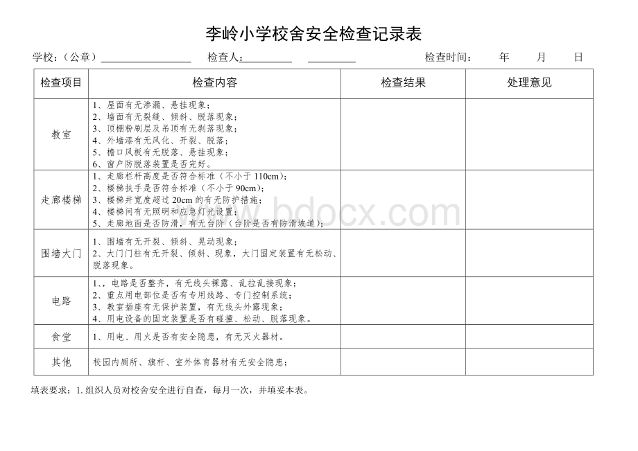 校舍安全检查记录.doc