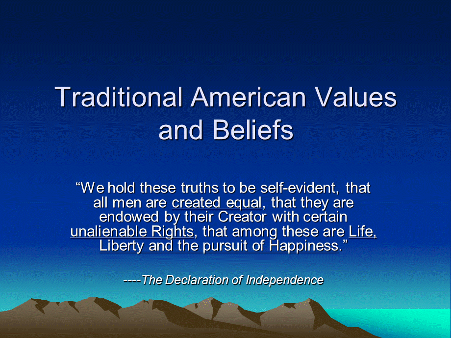 美国社会与文化课程第二章教学Chapter-2.-Traditional-American-Values-and-Beliefs.ppt_第1页
