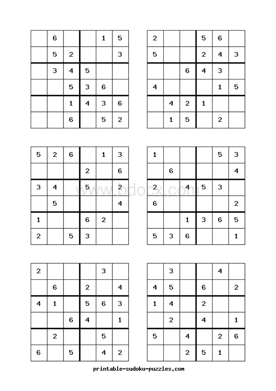 数独题目六宫格Word文档格式.doc