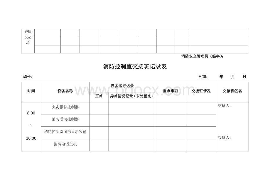 消防控制室值班记录空白模板..docx_第2页