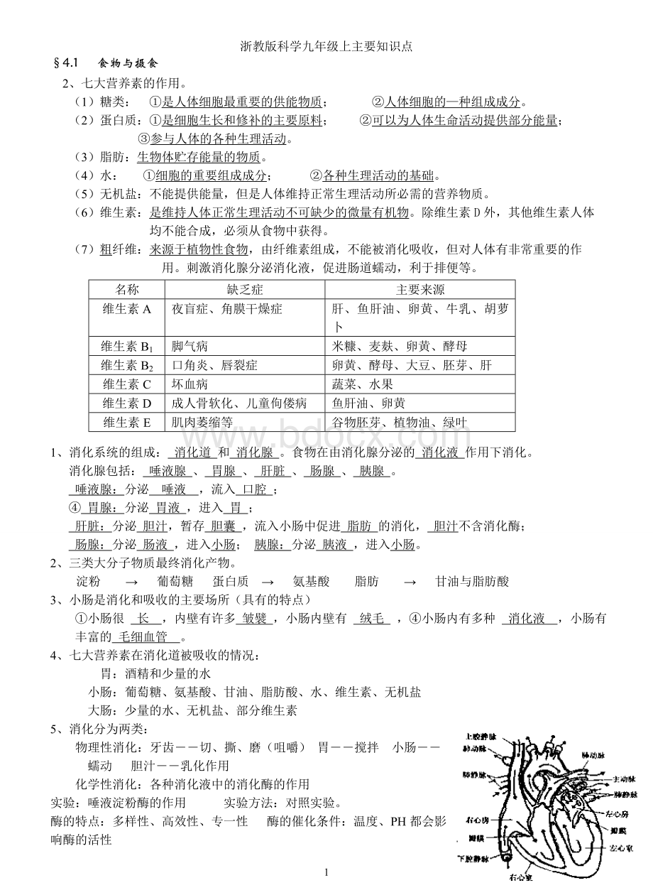 浙教版科学九年级上第四章主要知识点.doc