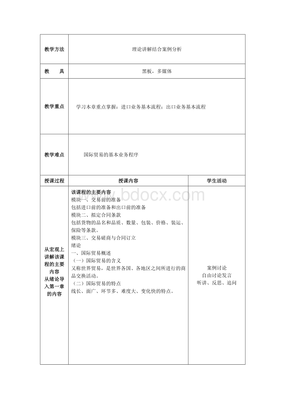 《国际贸易实务》教案剖析Word格式文档下载.doc_第2页