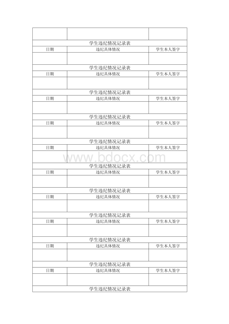 学生违纪情况记录表Word文件下载.doc_第2页