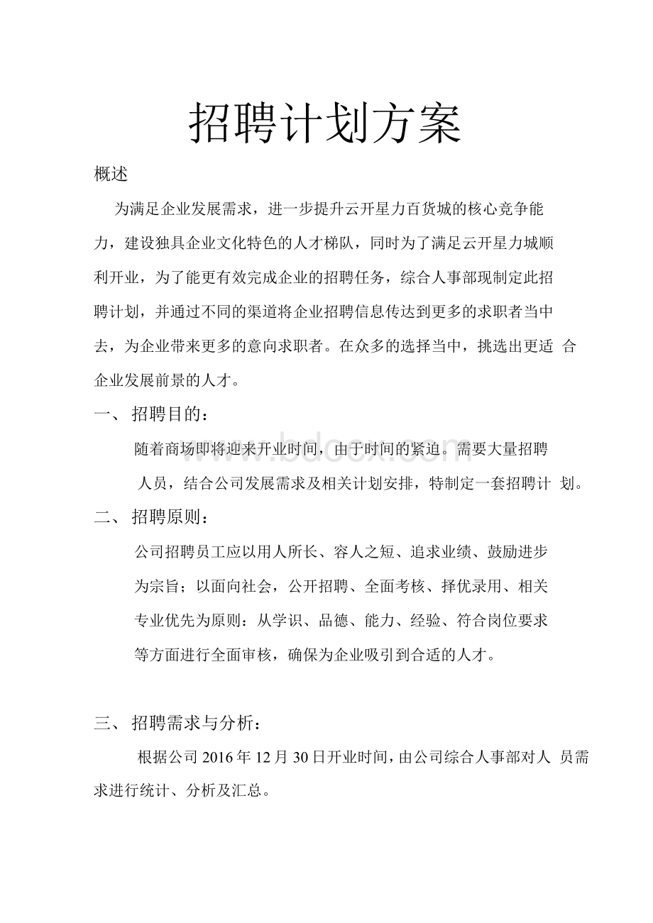 招聘计划方案.docx_第1页