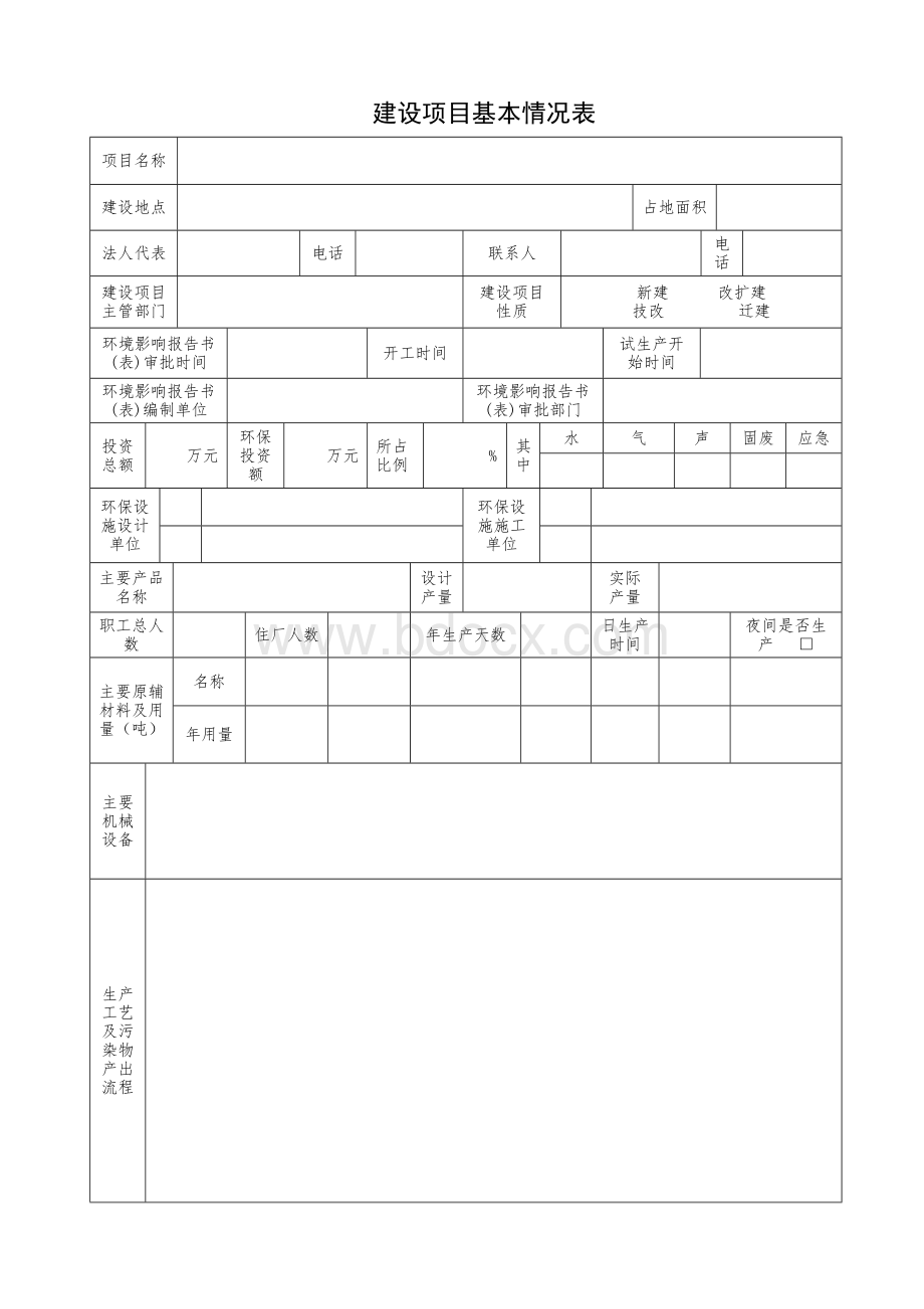 环评审批表格.doc