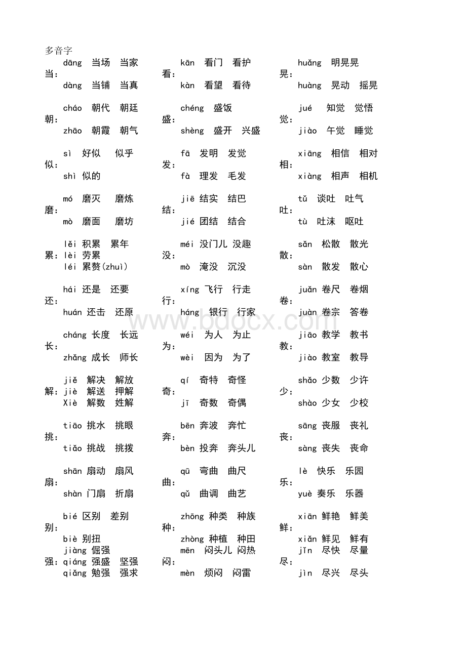 小学三年级近义词反义词多音字大全.doc_第3页