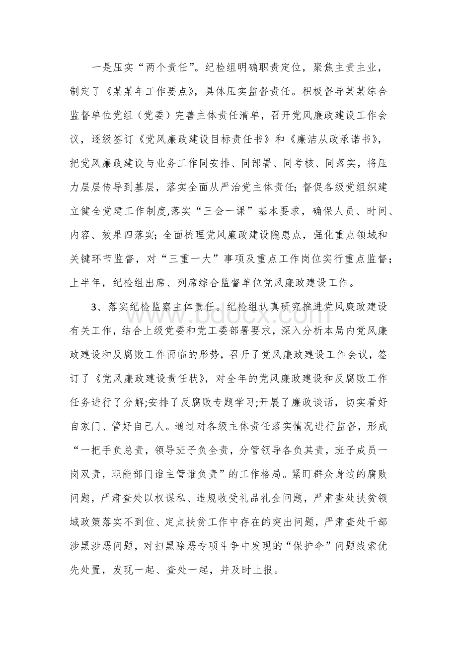 2020年某某纪检组在监督执纪工作总结篇Word文档格式.docx_第2页