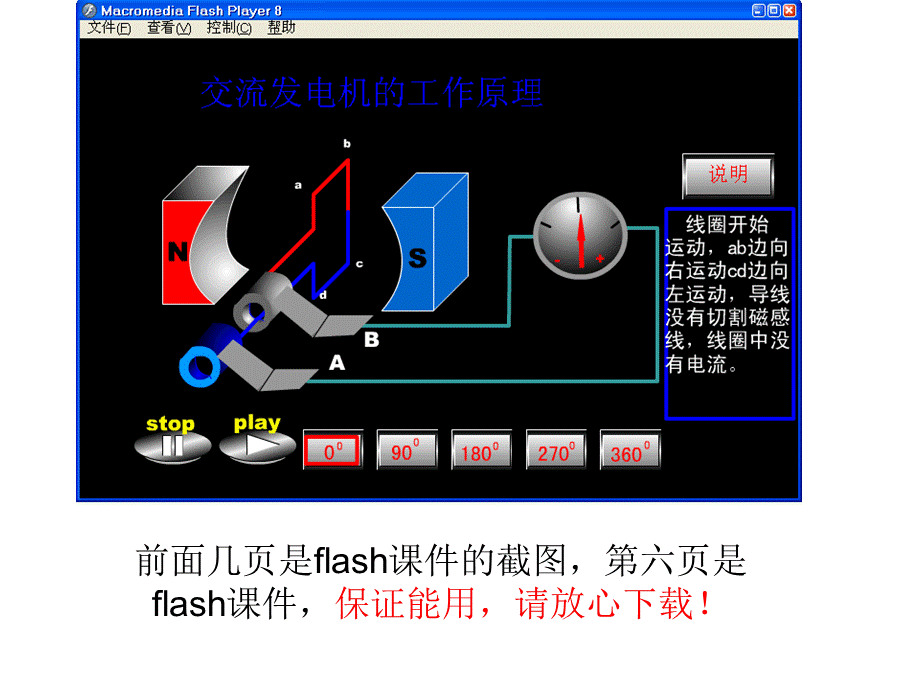 交流发电机工作原理flash动画演示教学课件PPT课件下载推荐.ppt_第1页