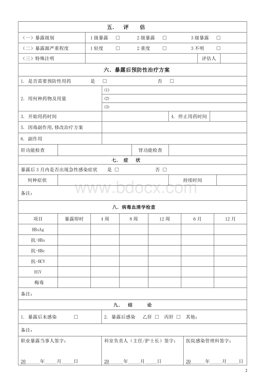 医务人员职业暴露报告登记表Word格式文档下载.doc_第2页