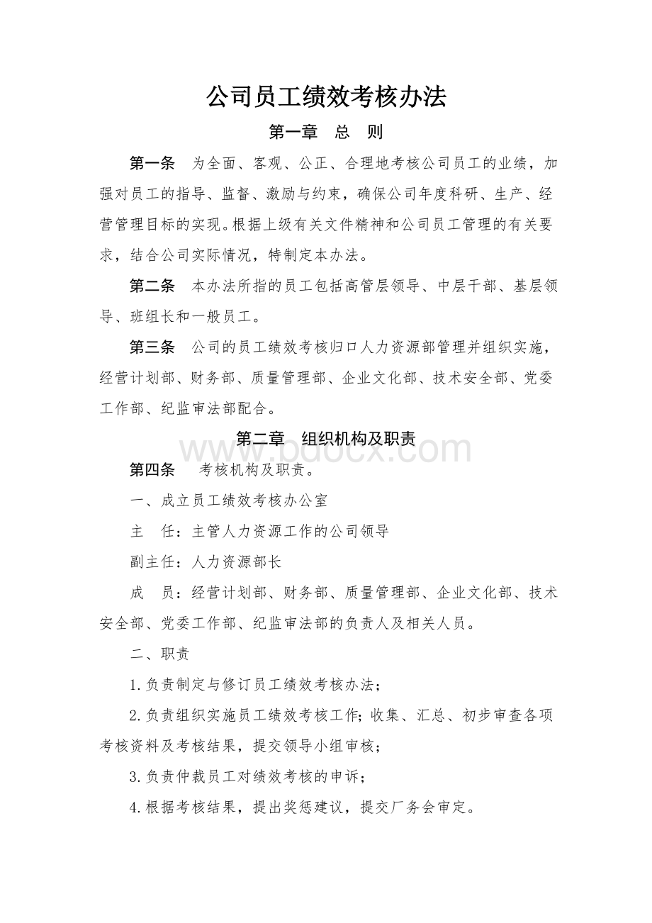 某国有企业-公司员工绩效考核办法Word文档下载推荐.doc