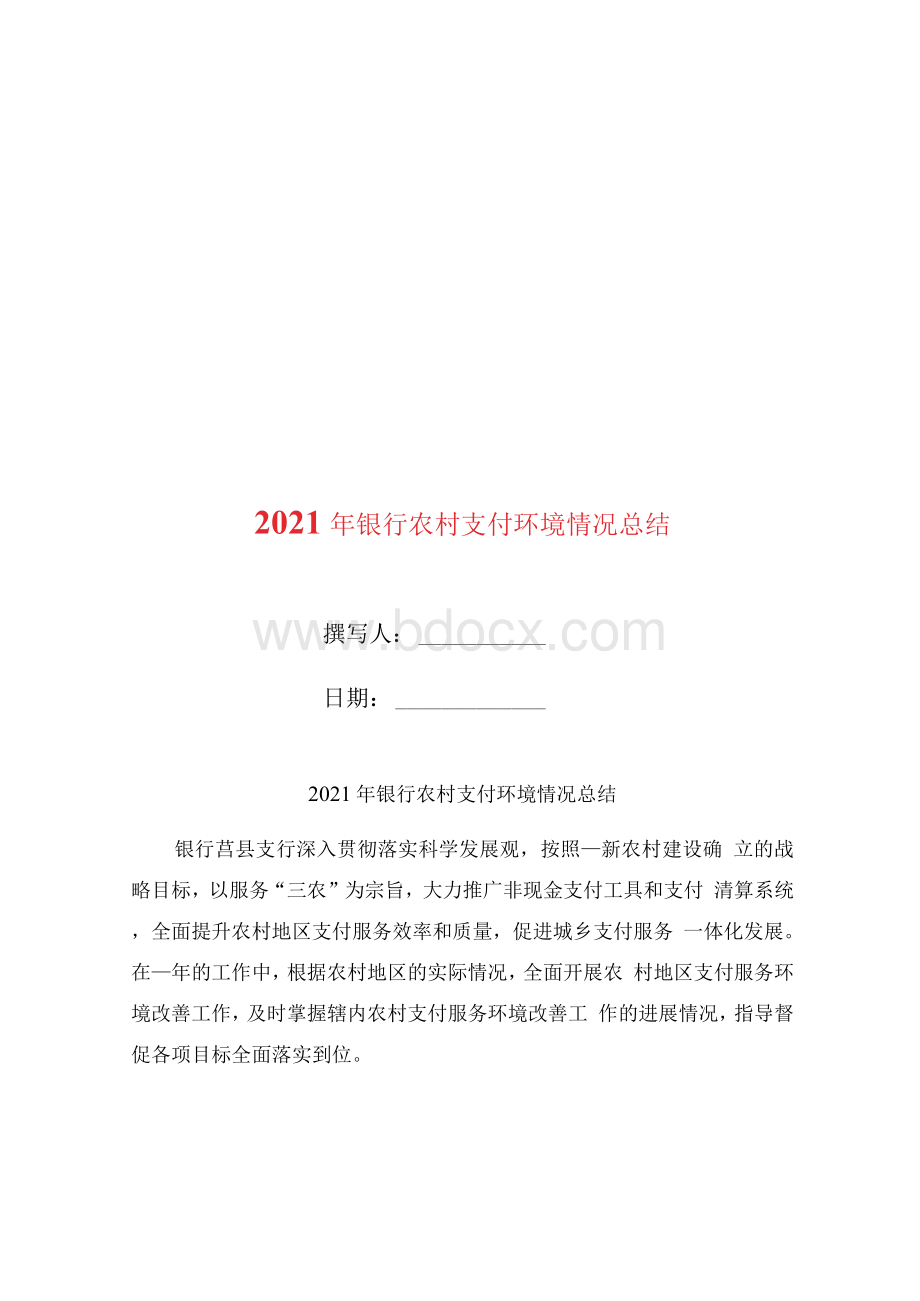 银行农村支付环境情况总结.docx