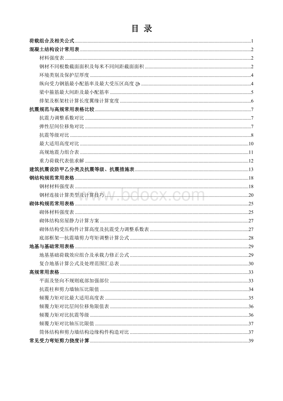 一级注册结构工程师常用表格Word文档格式.doc_第1页