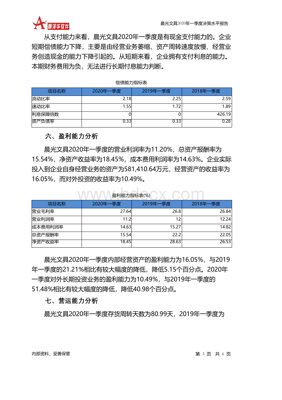 晨光文具2020年一季度决策水平分析报告文档格式.docx_第3页