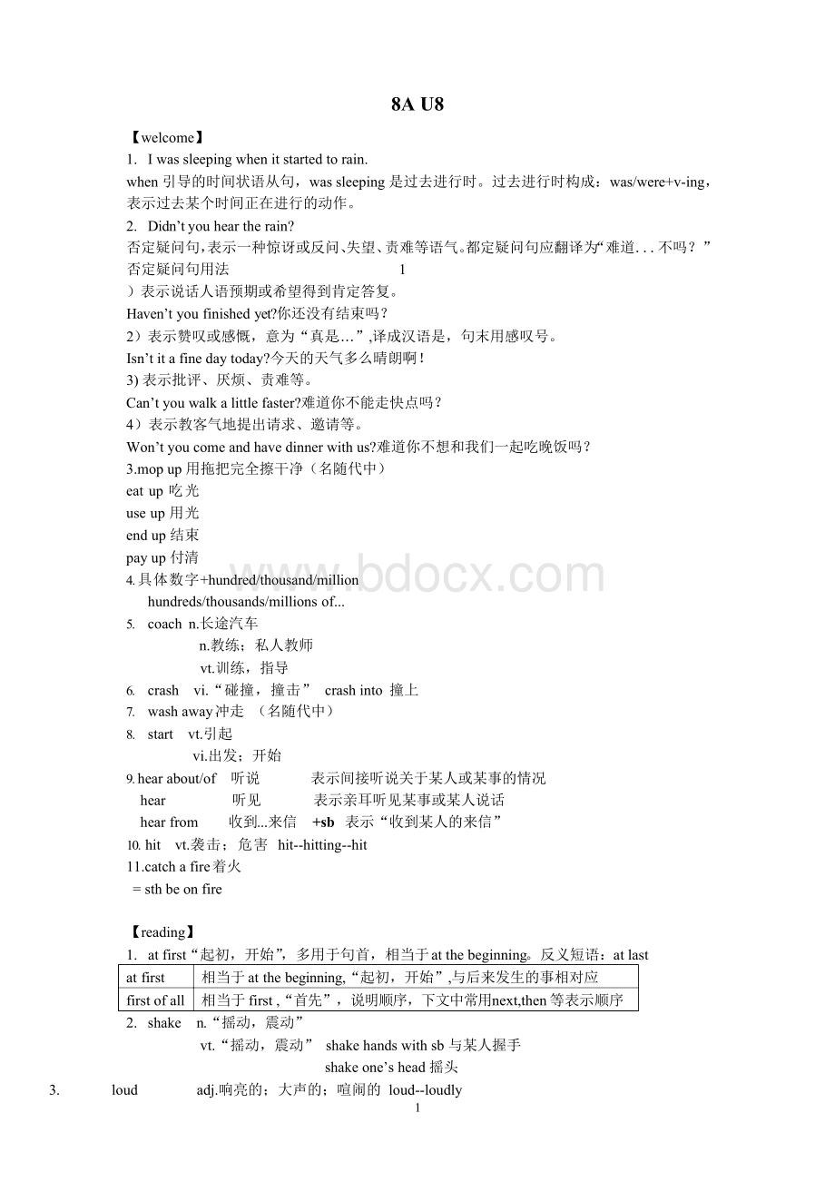 初中英语 牛津译林版8A Unit8重要知识点知识点.docx