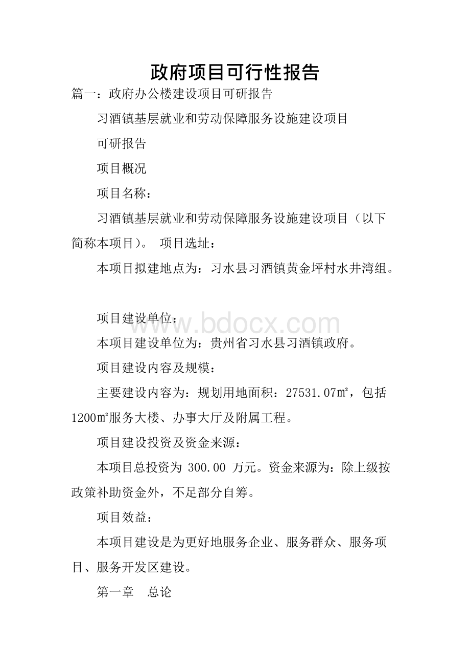 政府项目可行性的报告.docx