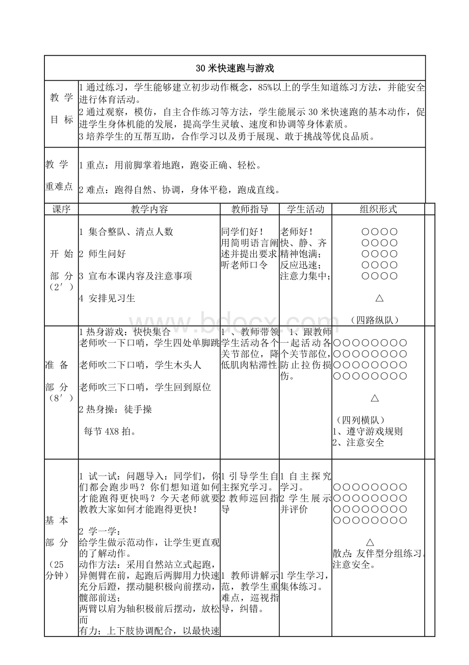 30米快速跑教案.doc_第1页