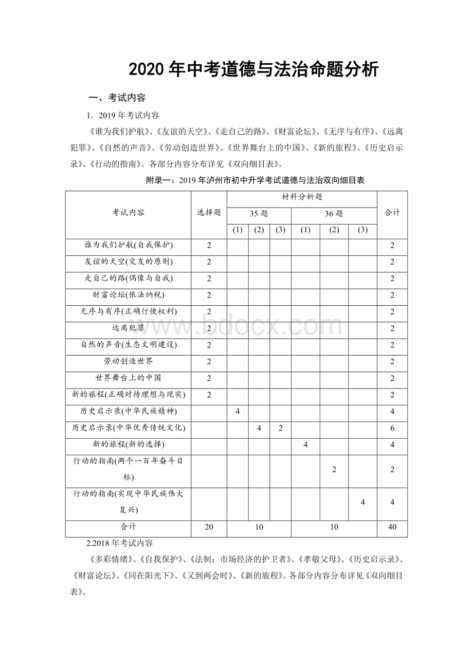 2020中考政治命题分析Word文件下载.doc