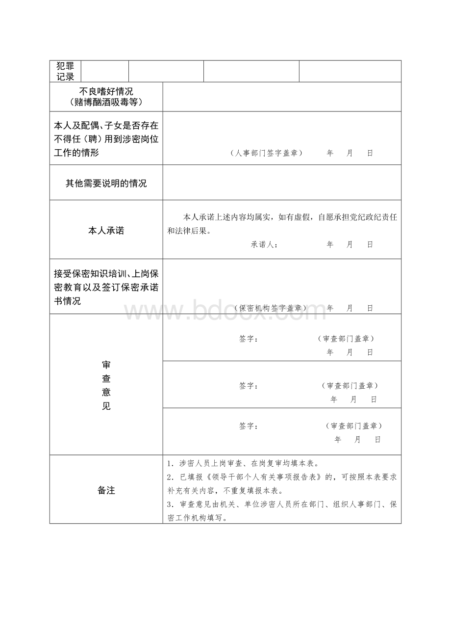 机关单位涉密人员保密审查表.doc_第2页