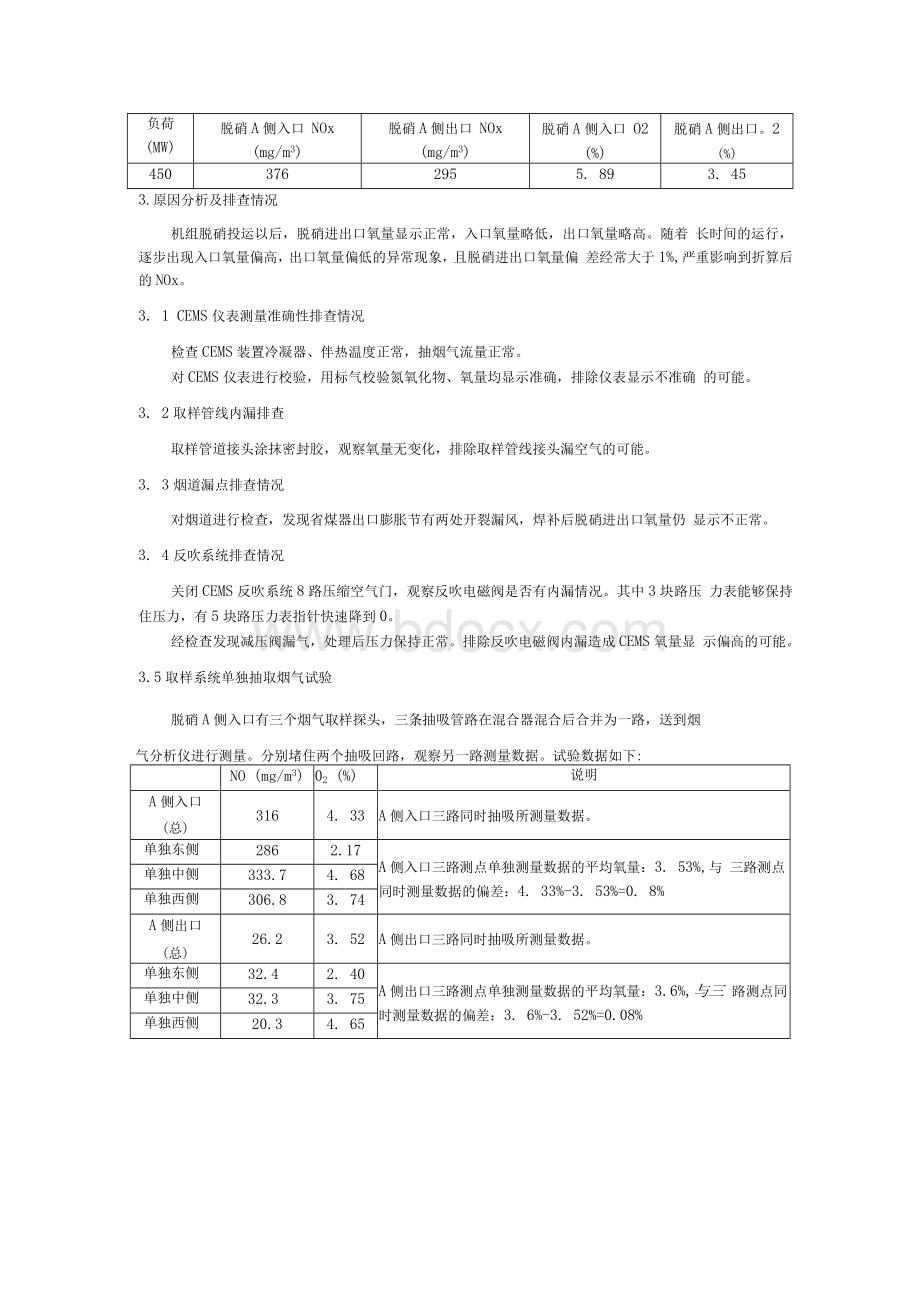 MW机组脱硝进出口氧量偏差大的原因分析和解决方案Word文件下载.docx_第2页