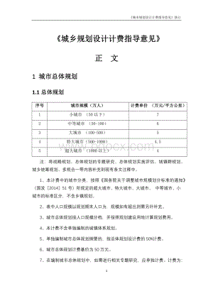 修订《城市规划设计计费指导意见》Word下载.docx