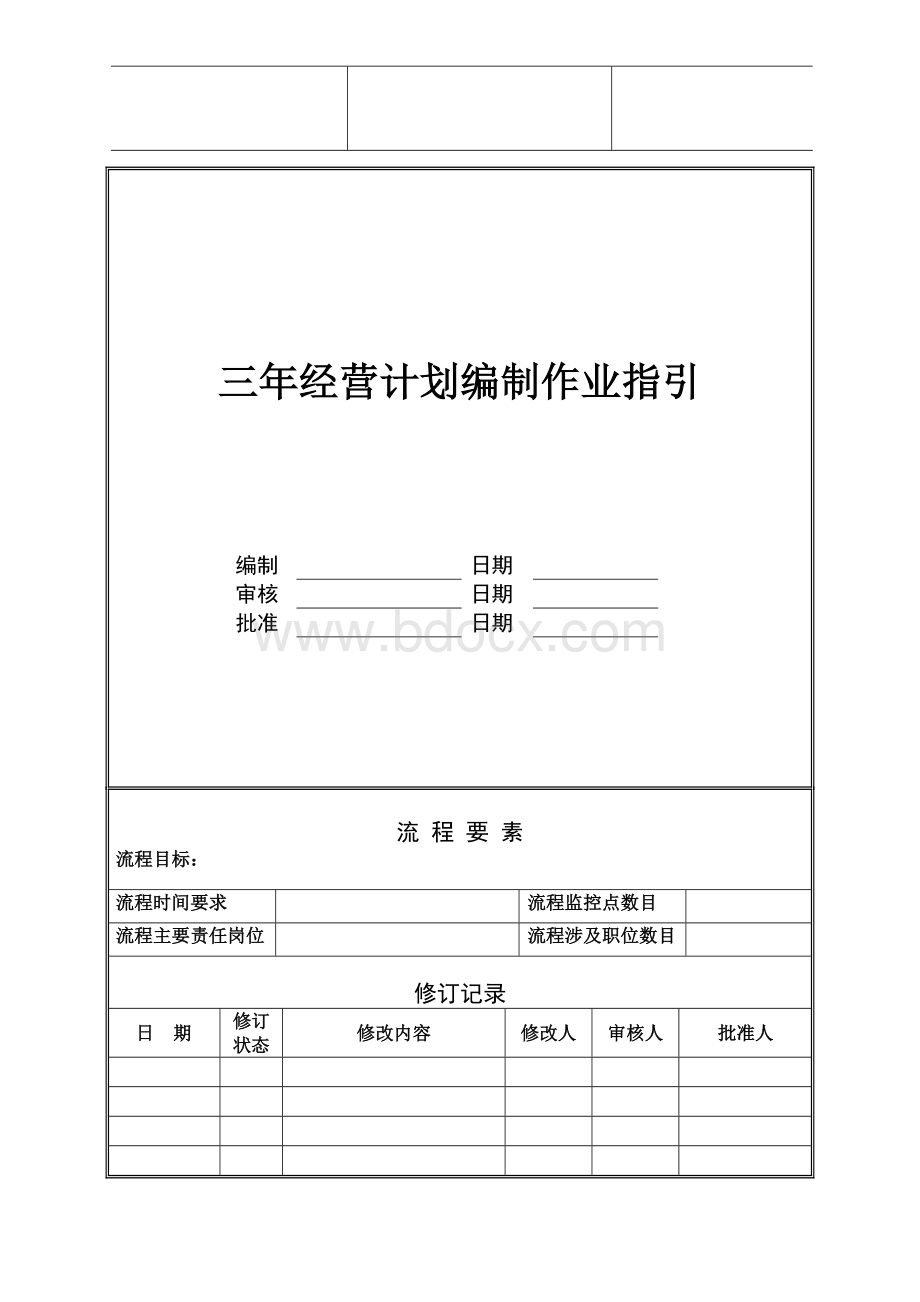 三年经营计划编制作业指引.doc