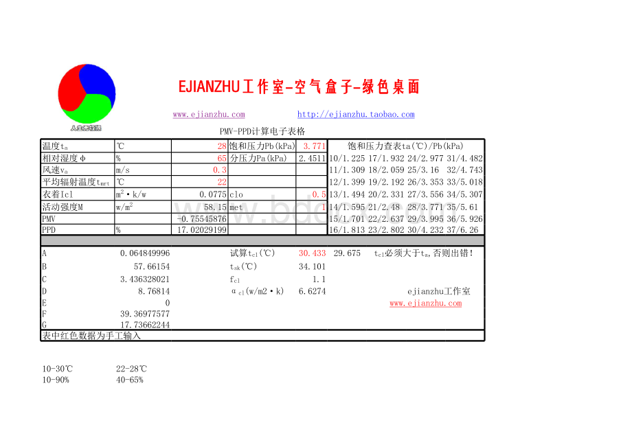 PMV-PPD-ejianzhu表格文件下载.xls_第1页