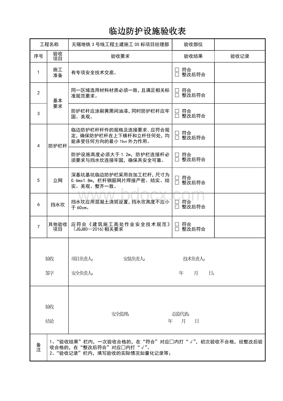 临边防护验收表.doc