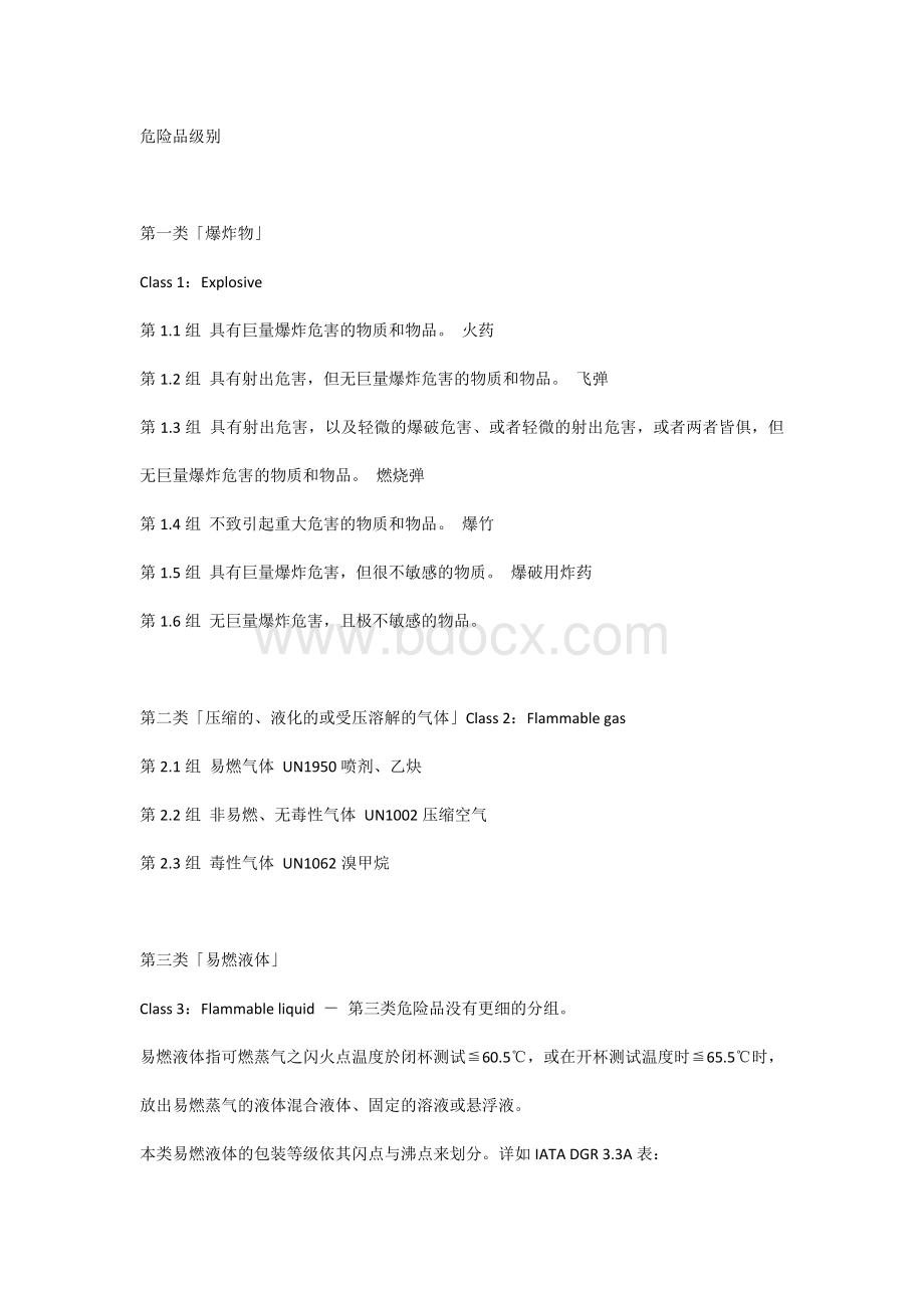 危险品等级分类Word格式文档下载.docx