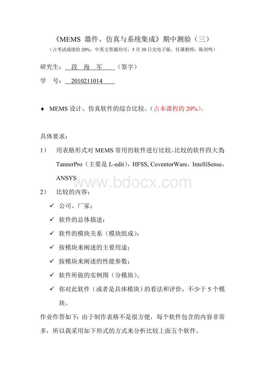 MEMS各种仿真软件的比较分析Word格式文档下载.doc_第1页