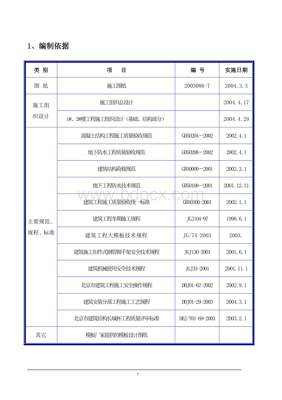 北京某全现浇剪力墙结构工程模板施工组织设计方案.doc_第1页