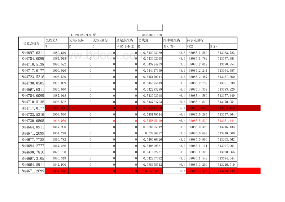 EXCEL带批量计算的坐标表格(曲线段)表格文件下载.xls_第3页