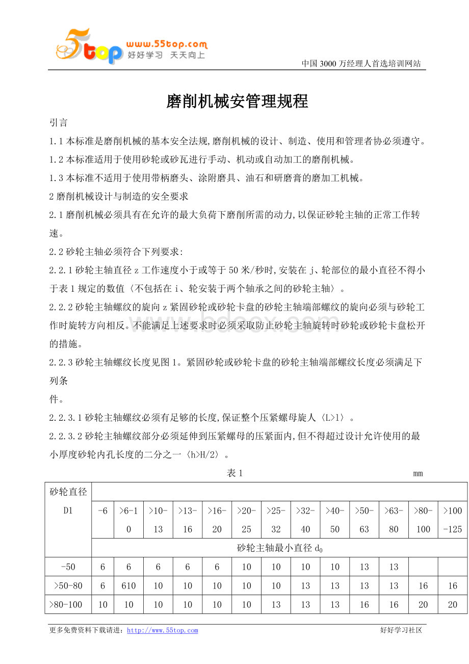 磨削机械安管理规程Word文档格式.doc