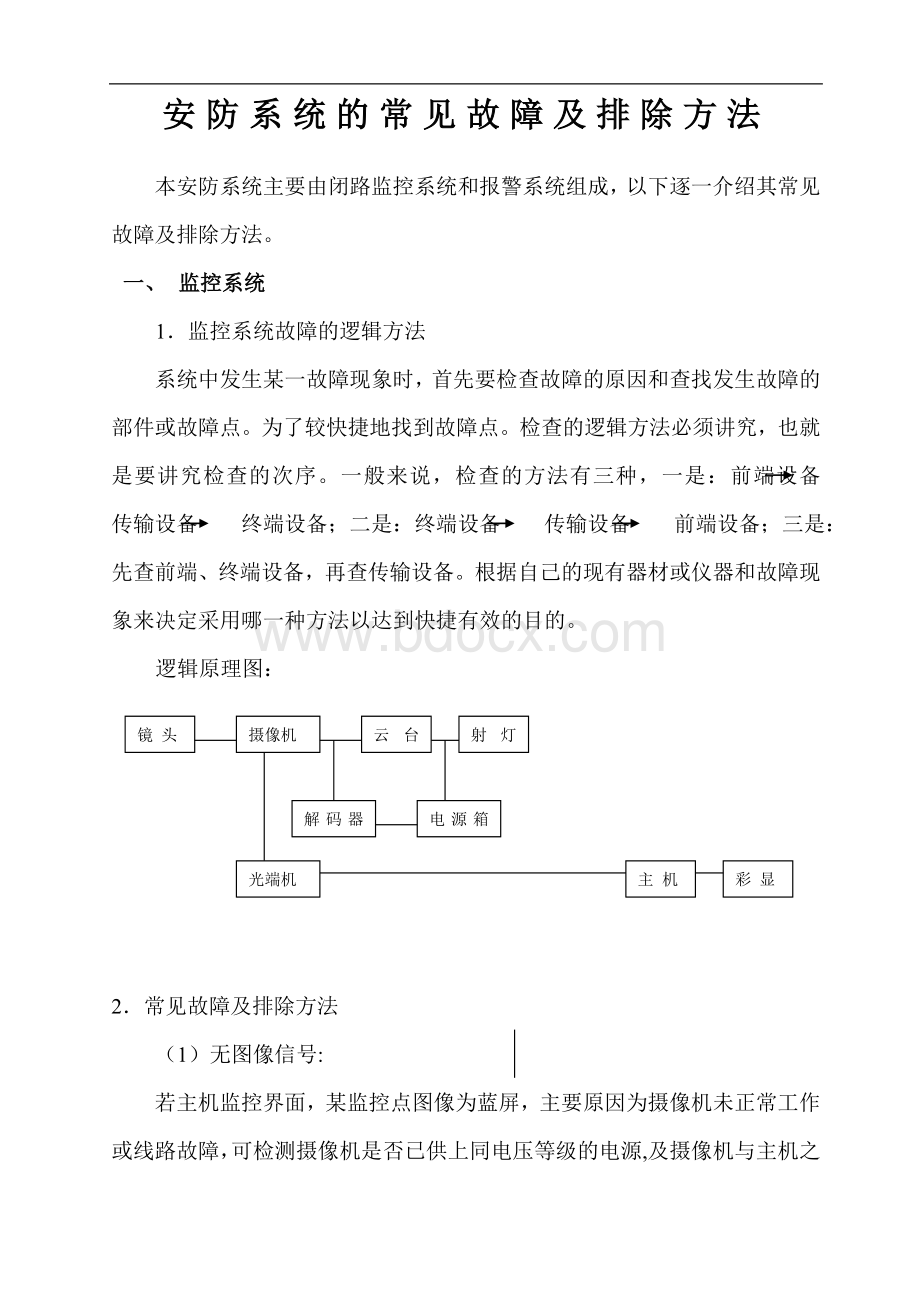 安防系统的常见故障及排除方法.doc