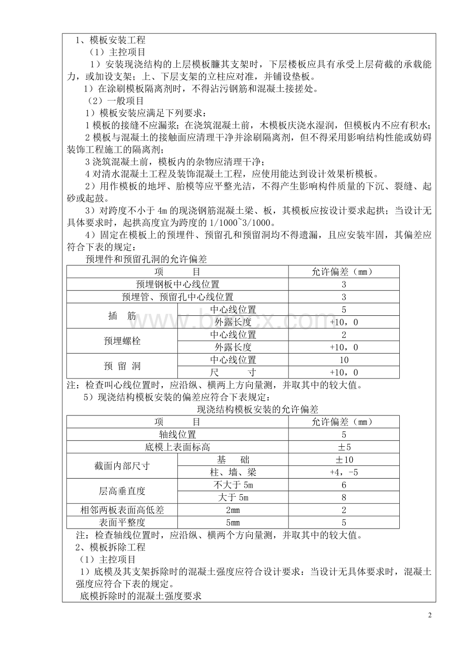 分部分项施工技术交底记录(模板).doc_第2页