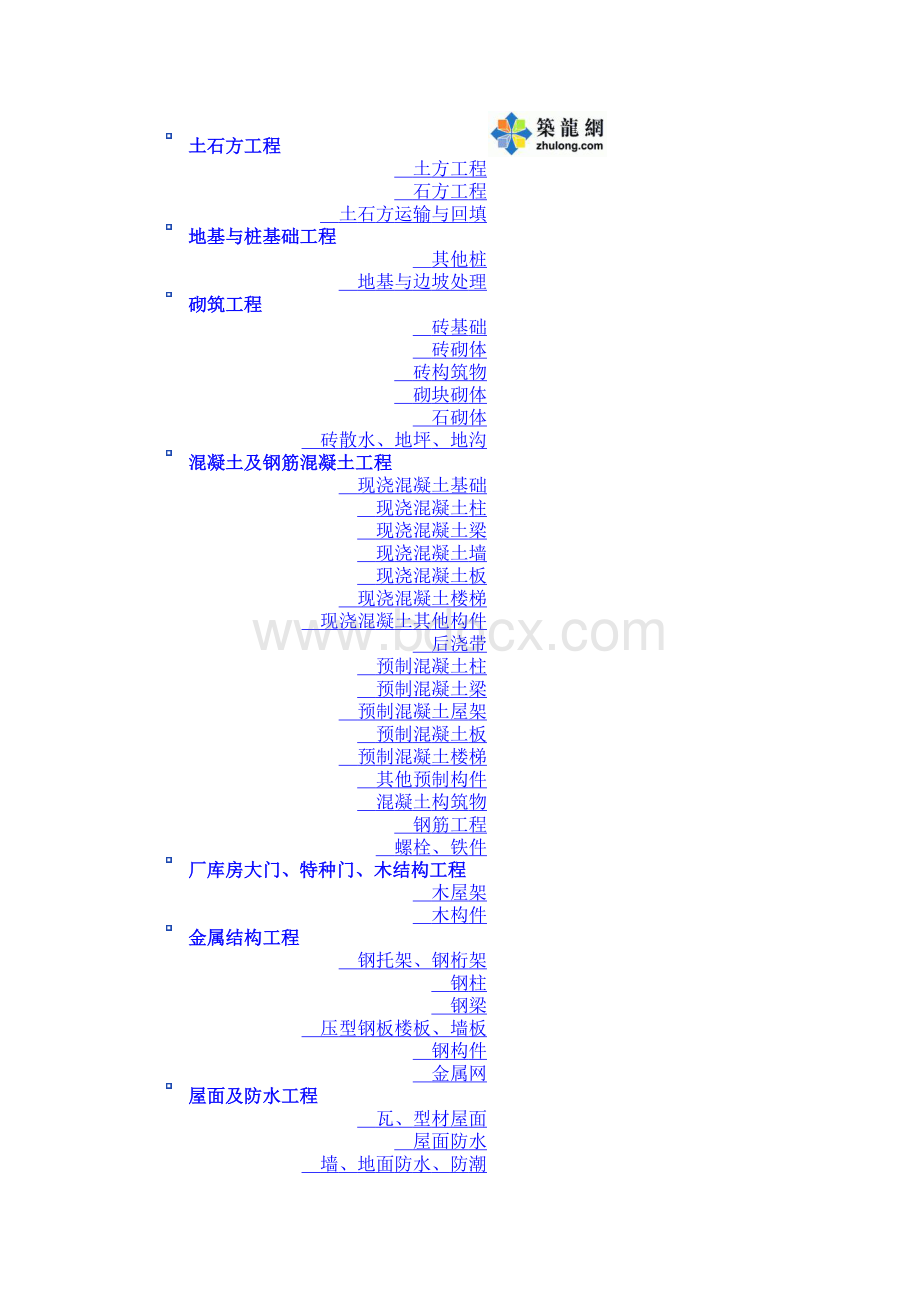 全套工程量清单项目设置及工程量计算规则(EXCEL)表格文件下载.xls