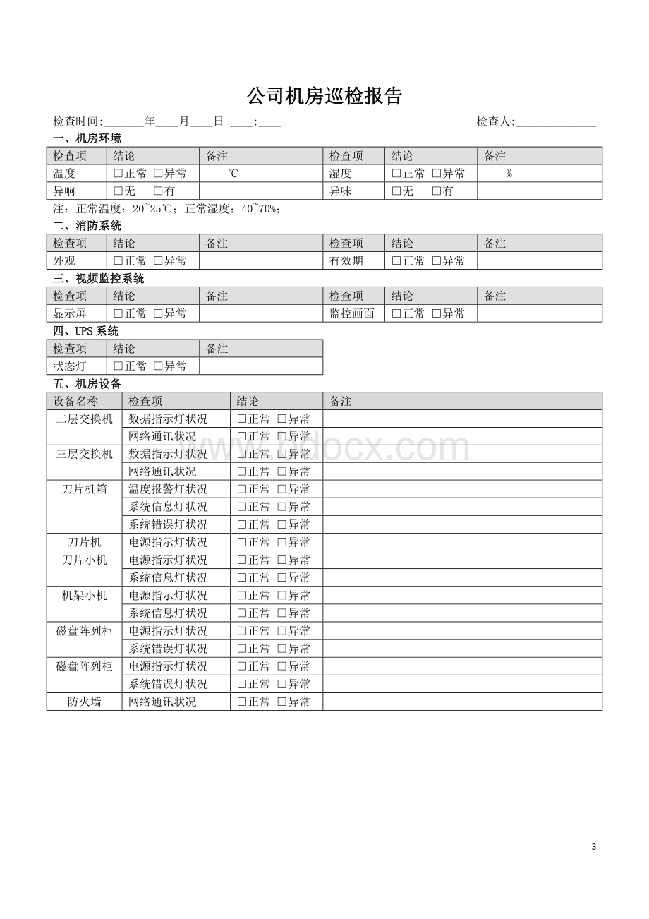 公司机房日常巡检制度.doc_第3页