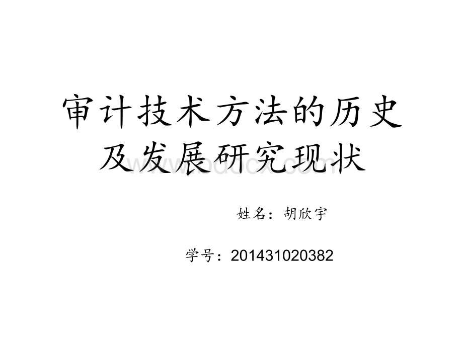 审计技术方法的历史及发展研究现状PPT资料.ppt