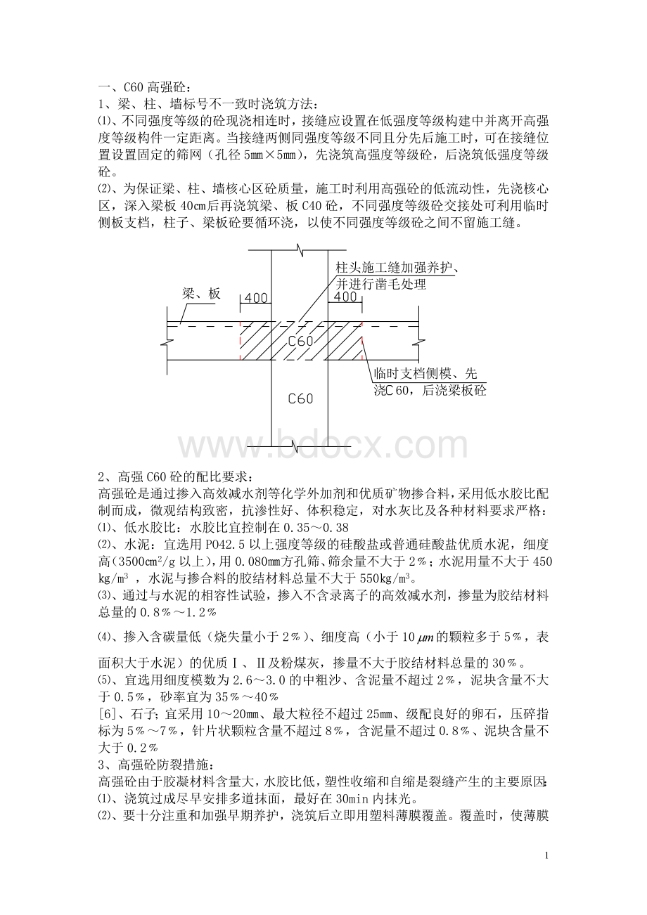 C60高强砼施工方案.doc