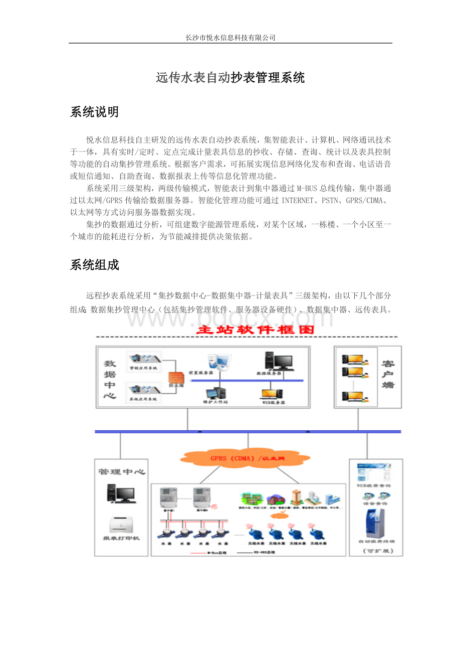 远传水表自动抄表管理系统Word文档格式.docx_第1页