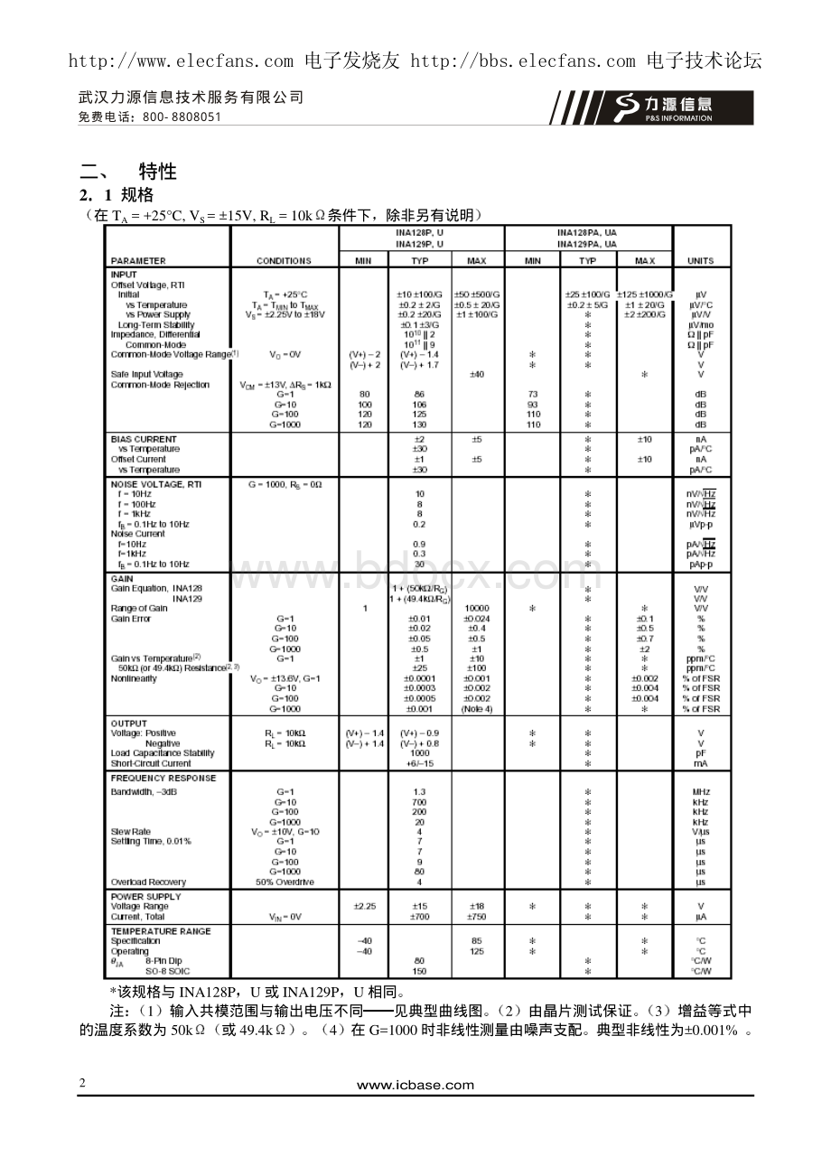 INA128中文资料(INA129中文资料).pdf_第2页