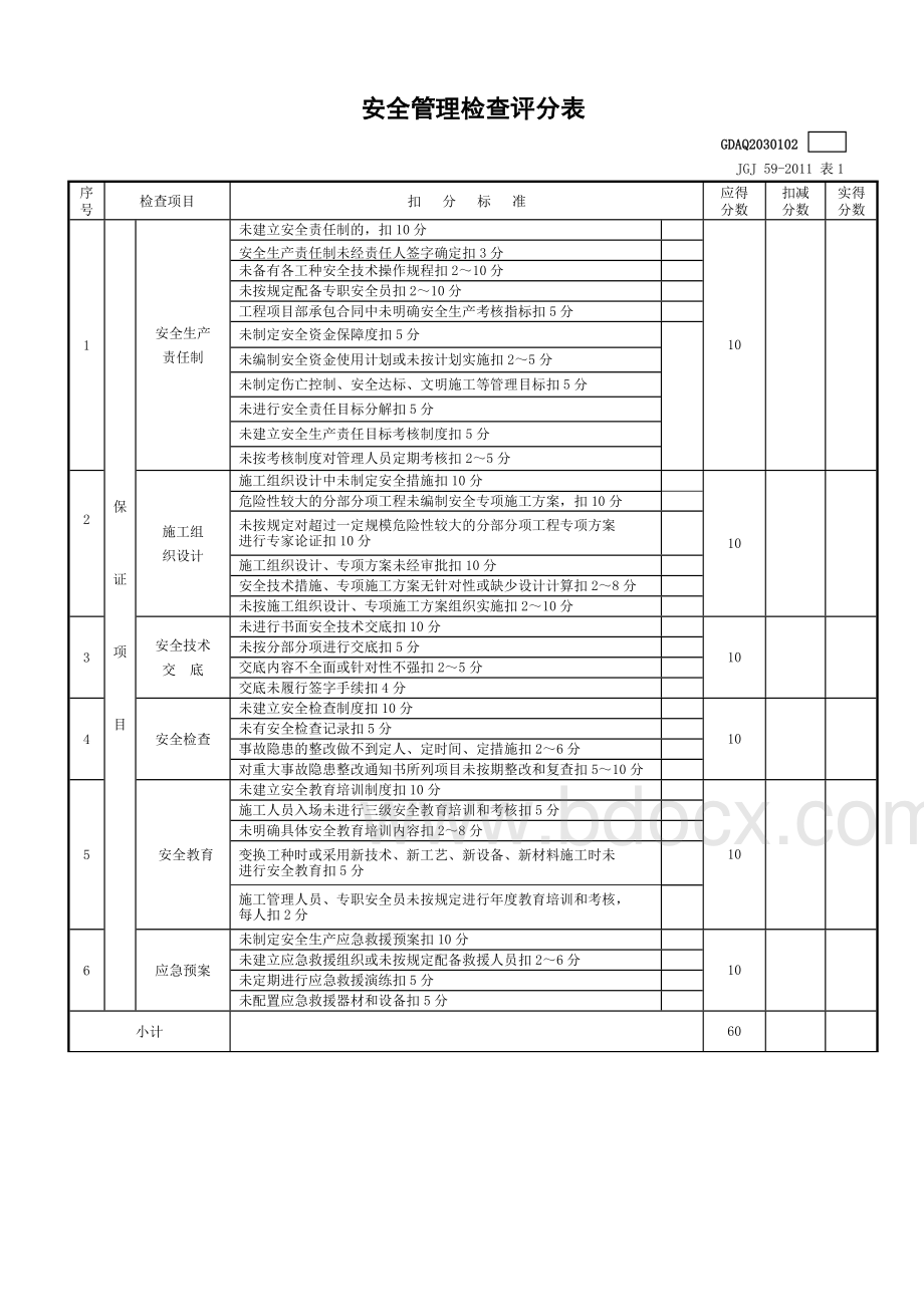 JGJ59-2011建筑施工安全检查标准评分表(标准版)Word格式.doc_第2页