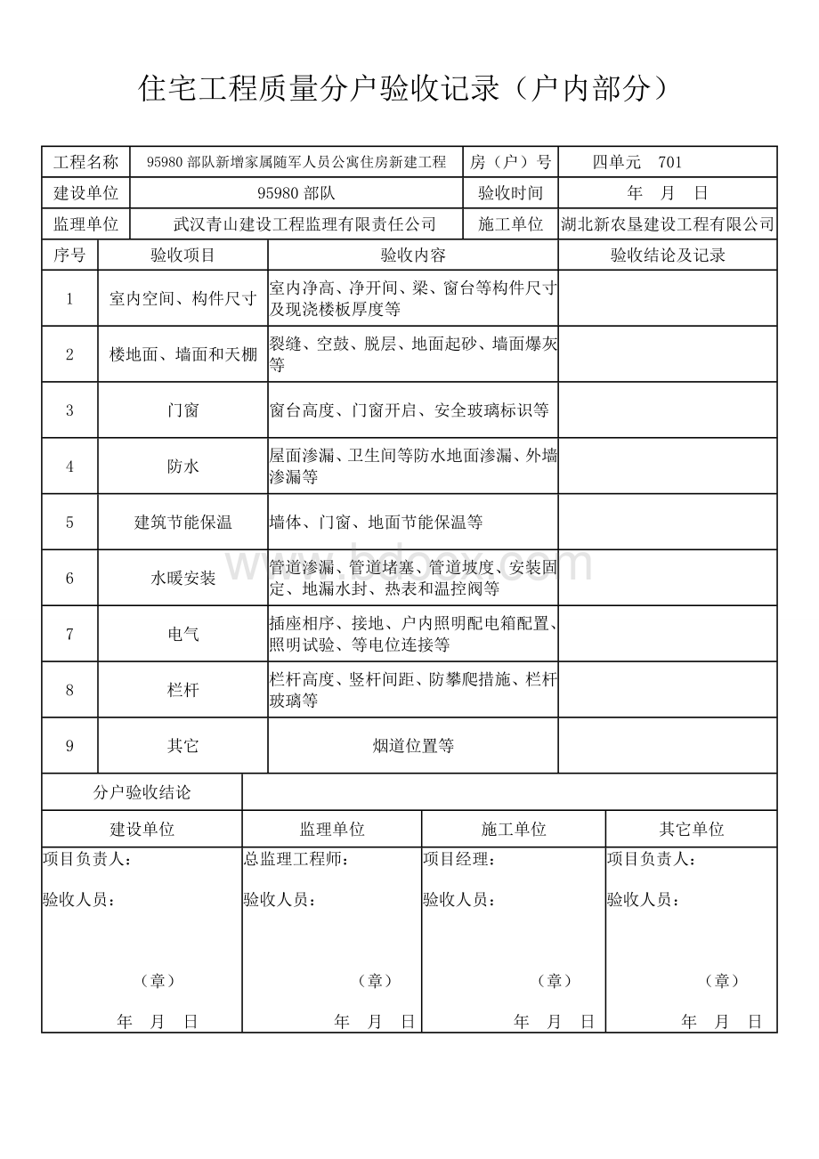 住宅工程质量分户验收记录全套表格.doc