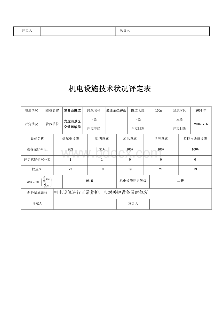 隧道(土建结构、机电设施)技术状况评定表2015规范Word格式文档下载.docx_第2页