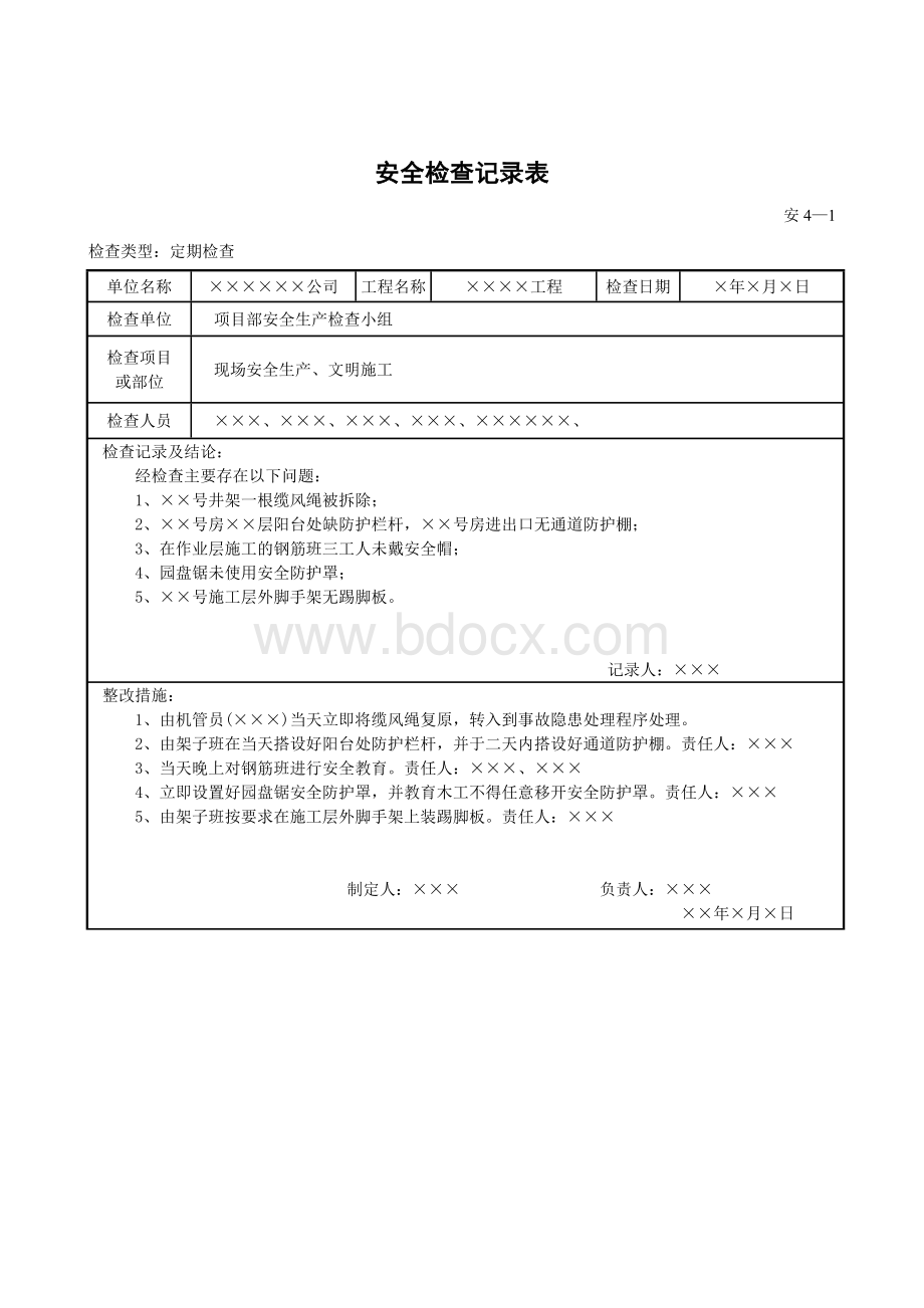 四检查和改进(安全生产管理资料实例修订本)Word文档下载推荐.doc_第3页