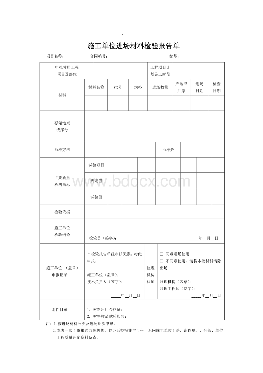 施工单位进场材料检验报告单Word格式文档下载.docx_第1页