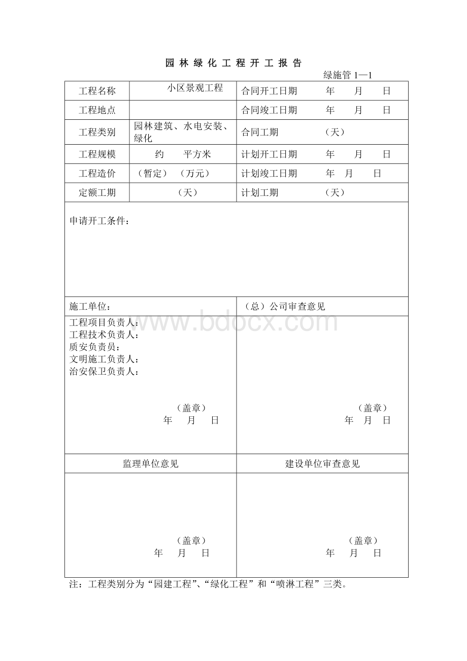 园林绿化施工资料表格(全套).doc_第1页